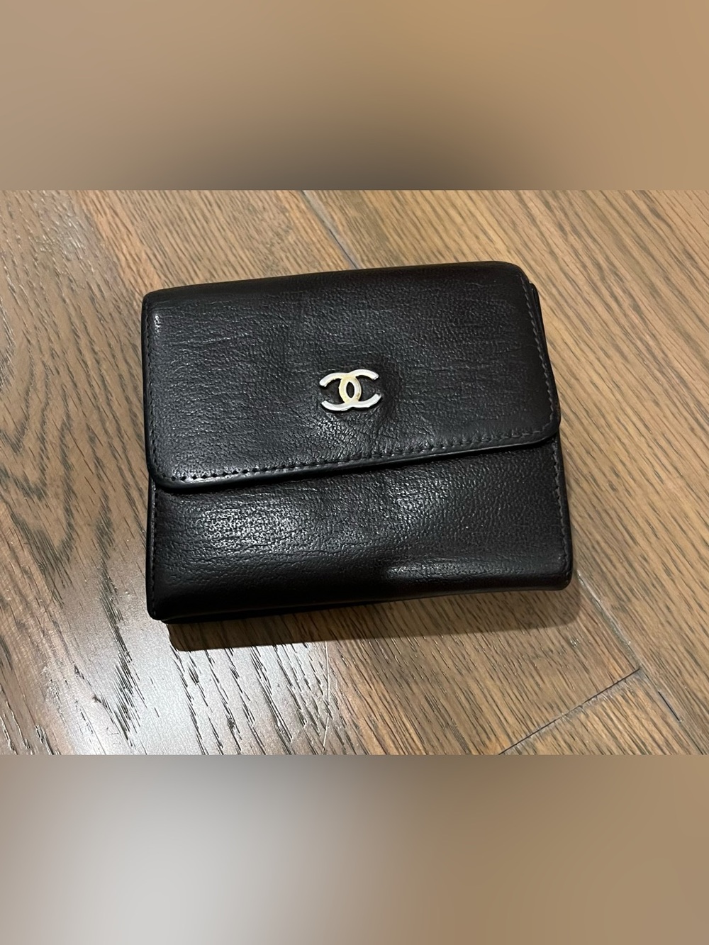Vintage CHANEL French Purse Compact Wallet - Dark Brown Leather (2002-2003)